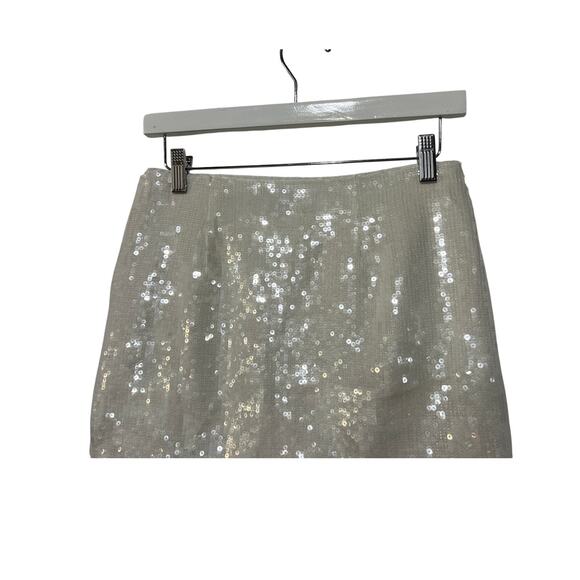 THEORY WOMENS SIZE 0 SLICE POCKET MID RISE MINI WHITE FLUID SEQUINS NEW - Picture 9 of 15
